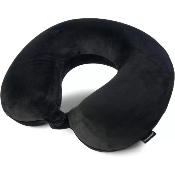 Brookstone Memory Foam Travel Neck Pillow for Vacations Airplanes Trains Buses and Cars BlackBlack One Size