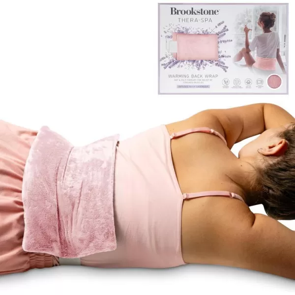 Brookstone TheraSpa Cooling and Warming Deluxe Back Wrap with Adjustable Strap Microwave Heating Pad or Chill in Freezer for a Cold Pack LavenderInfused Glacier GrayBack Wrap  Blush Pink