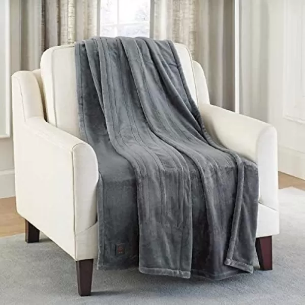 Brookstone Ultra Soft Plush Electric Heated Throw 4Heat Settings Builtin Remote Machine Washable GreyWhite Design CharcoalBrookstone Ultra Soft Plush Electric Heated Throw 4Heat Settings Builtin Remote Machine Washable GreyWhite Design Charcoal