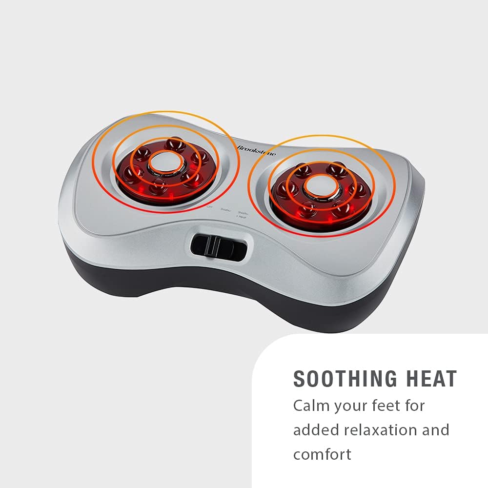 Brookstone Shiatsu Foot Massager with Heat Compact Design ToeTouch Controls Corded Power Supply Deep Kneading for Sore Muscles Multipoint Sensations Soothing Heat LightweightBrookstone Shiatsu Foot Massager with Heat Compact Design ToeTouch Controls Corded Power Supply Deep Kneading for Sore Muscles Multipoint Sensations Soothing Heat Lightweight