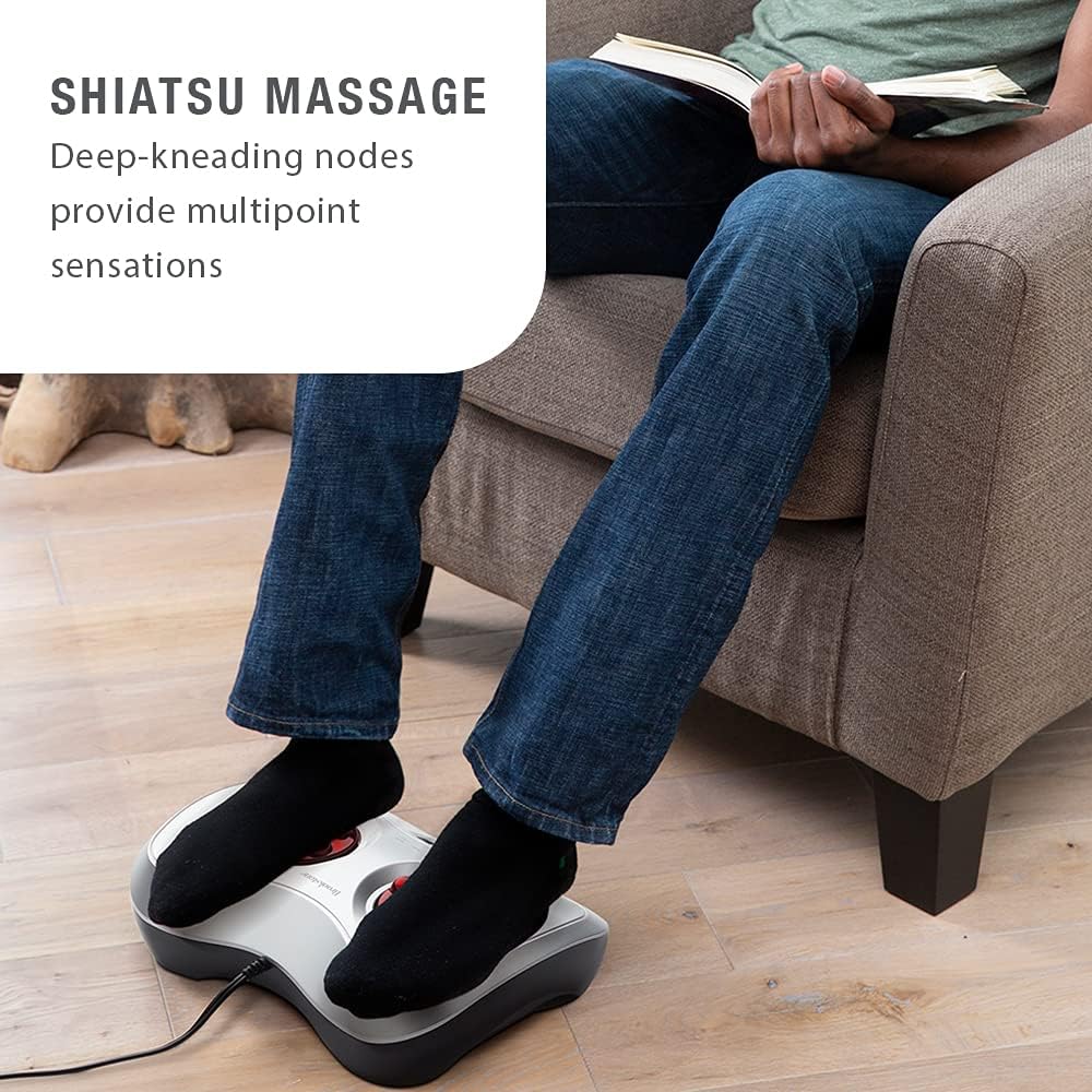 Brookstone Shiatsu Foot Massager with Heat Compact Design ToeTouch Controls Corded Power Supply Deep Kneading for Sore Muscles Multipoint Sensations Soothing Heat LightweightBrookstone Shiatsu Foot Massager with Heat Compact Design ToeTouch Controls Corded Power Supply Deep Kneading for Sore Muscles Multipoint Sensations Soothing Heat Lightweight