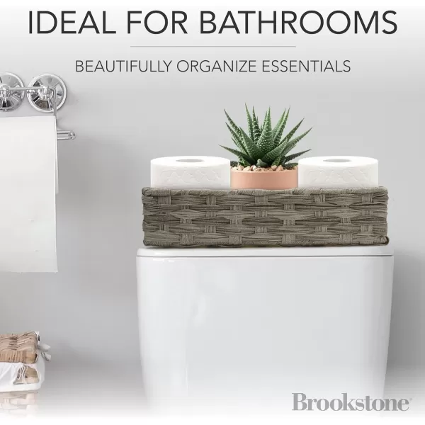 BROOKSTONE 2 PACK SET Wicker Storage Basket Boho Organization and Storage Container Decorative Shelf Bin Over the Toilet Paper Reserve Suitable for Any Home Dcor StyleBROOKSTONE 2 PACK SET Wicker Storage Basket Boho Organization and Storage Container Decorative Shelf Bin Over the Toilet Paper Reserve Suitable for Any Home Dcor Style