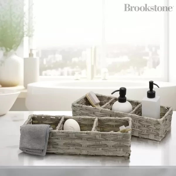 BROOKSTONE 2 PACK SET Wicker Storage Basket Boho Organization and Storage Container Decorative Shelf Bin Over the Toilet Paper Reserve Suitable for Any Home Dcor StyleBROOKSTONE 2 PACK SET Wicker Storage Basket Boho Organization and Storage Container Decorative Shelf Bin Over the Toilet Paper Reserve Suitable for Any Home Dcor Style