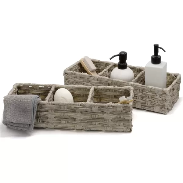 BROOKSTONE 2 PACK SET Wicker Storage Basket Boho Organization and Storage Container Decorative Shelf Bin Over the Toilet Paper Reserve Suitable for Any Home Dcor StyleBROOKSTONE 2 PACK SET Wicker Storage Basket Boho Organization and Storage Container Decorative Shelf Bin Over the Toilet Paper Reserve Suitable for Any Home Dcor Style