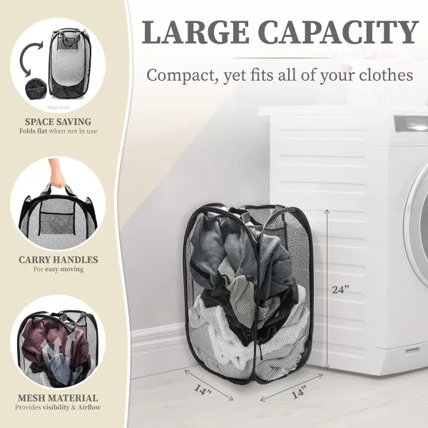 BROOKSTONE 2 Pack Compact Foldable Pop Up Laundry Hamper Super Lightweight Mesh Collapsible Space Saving Design Portable with Carry Strap Breathable MaterialsBROOKSTONE 2 Pack Compact Foldable Pop Up Laundry Hamper Super Lightweight Mesh Collapsible Space Saving Design Portable with Carry Strap Breathable Materials