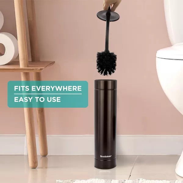 BROOKSTONE BKH1376 Metalic Slim Toilet Brush with Holder Deep Bowl Cleaning Long Handle Splash Protective Disc Stylish Modern Design Leakproof Inner Container Space Saving DesignBROOKSTONE BKH1376 Metalic Slim Toilet Brush with Holder Deep Bowl Cleaning Long Handle Splash Protective Disc Stylish Modern Design Leakproof Inner Container Space Saving Design