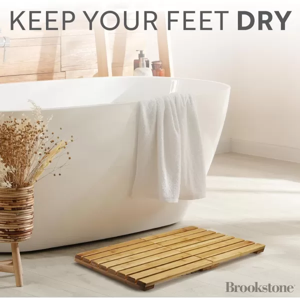 BROOKSTONE Bamboo Bath mat Non Slip Wooden Shower mat Upgrade to Boho Bathroom Dcor Eco Friendly and Sustainable Luxurious Spa ComfortBROOKSTONE Bamboo Bath mat Non Slip Wooden Shower mat Upgrade to Boho Bathroom Dcor Eco Friendly and Sustainable Luxurious Spa Comfort