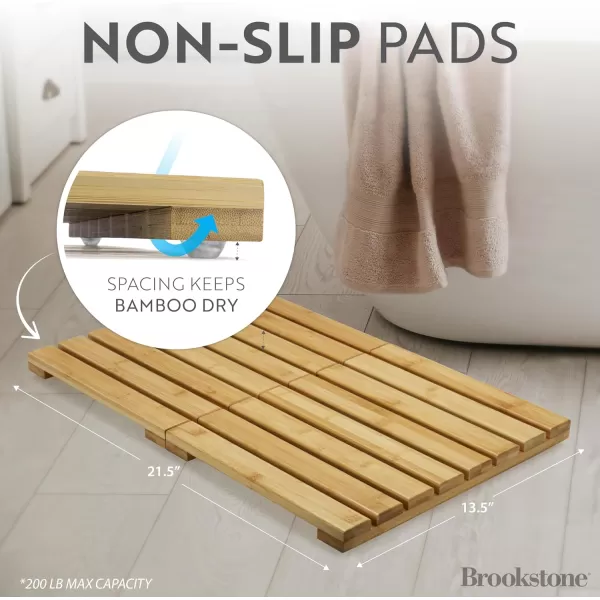 BROOKSTONE Bamboo Bath mat Non Slip Wooden Shower mat Upgrade to Boho Bathroom Dcor Eco Friendly and Sustainable Luxurious Spa ComfortBROOKSTONE Bamboo Bath mat Non Slip Wooden Shower mat Upgrade to Boho Bathroom Dcor Eco Friendly and Sustainable Luxurious Spa Comfort