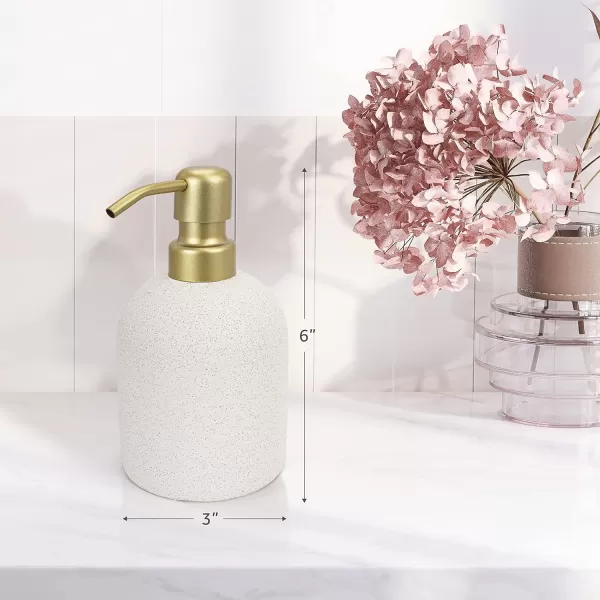 BROOKSTONE Ceramic Soap Dispenser with Metallic Top  Stylish and Modern Liquid Hand Soap Holder for Bathroom or Kitchen GoldGold