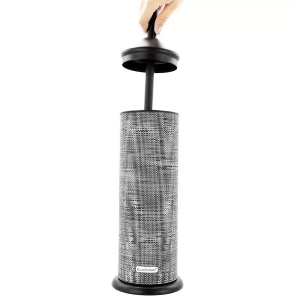 BROOKSTONE Metallic Toilet Brush with Holder Long Handle for Deep Bowl Cleaning Splash Protective Disc Stylish Modern Space Saving Design Leakproof Inner ContainerWolf Gray