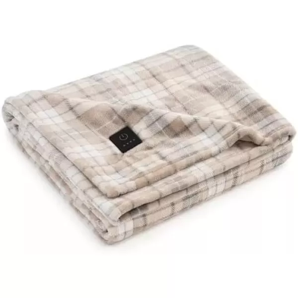 Brookstone 4Heat Setting Luxurious Heated ThrowBlanket 50 x 60 in Oatmeal PlaidBrookstone 4Heat Setting Luxurious Heated ThrowBlanket 50 x 60 in Oatmeal Plaid