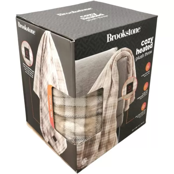 Brookstone 4Heat Setting Luxurious Heated ThrowBlanket 50 x 60 in Oatmeal PlaidBrookstone 4Heat Setting Luxurious Heated ThrowBlanket 50 x 60 in Oatmeal Plaid