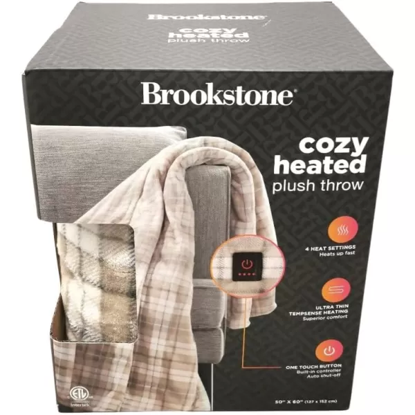 Brookstone 4Heat Setting Luxurious Heated ThrowBlanket 50 x 60 in Oatmeal PlaidBrookstone 4Heat Setting Luxurious Heated ThrowBlanket 50 x 60 in Oatmeal Plaid