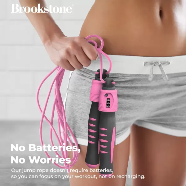 Brookstone Counter Jump Rope For Fitness Counts Up To 999 Jumps Adjustable 9 Ft Jumprope Length  Counting Jump Rope With Analog Counter  No Batteries RequiredPink