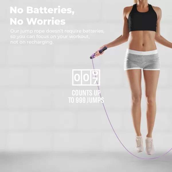 Brookstone Counter Jump Rope For Fitness Counts Up To 999 Jumps Adjustable 9 Ft Jumprope Length  Counting Jump Rope With Analog Counter  No Batteries RequiredLavender