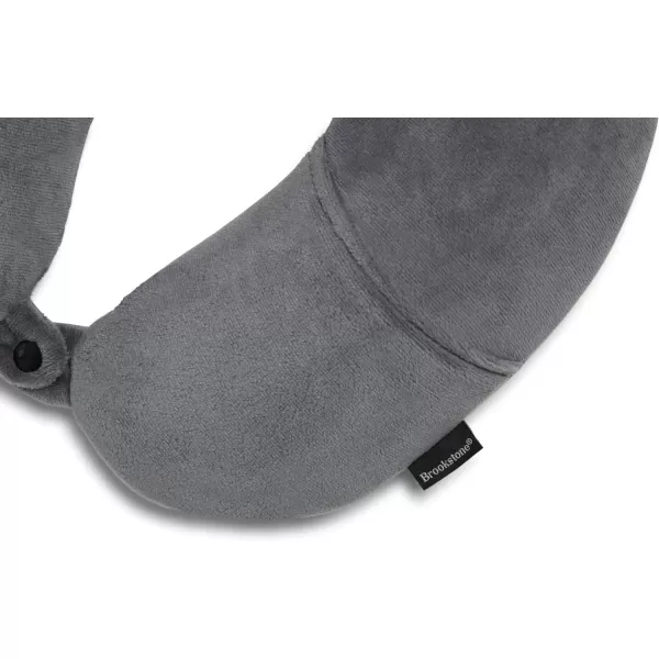 Brookstone Microbead Travel Head and Neck Pillow Lightweight and Plush with Phone or Headphone Pocket BlueDark Grey One Size