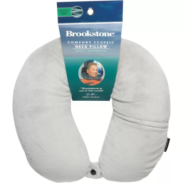 Brookstone Microbead Travel Head and Neck Pillow Lightweight and Plush with Phone or Headphone Pocket BlueGrey One Size