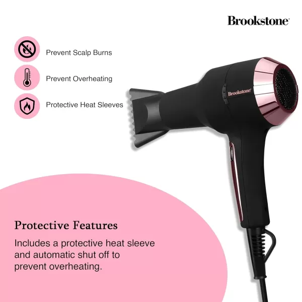 Brookstone Powershine Platinum Micro Hair Dryer  Professional Grade Blow Dryer for Reduced FrizzBlackRose Gold