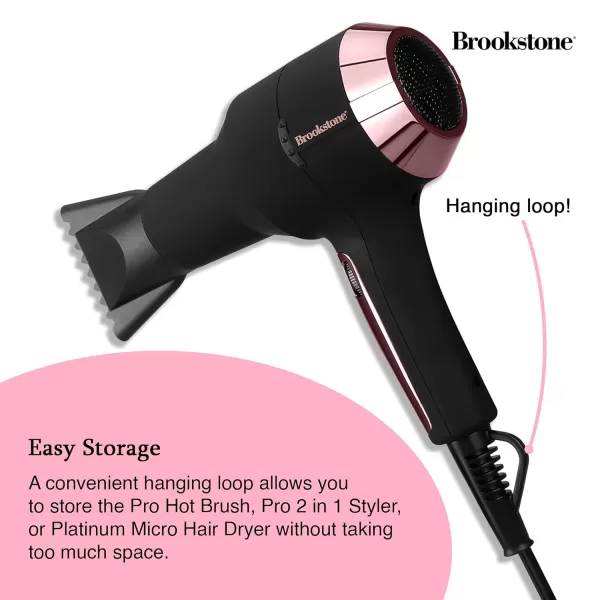 Brookstone Powershine Platinum Micro Hair Dryer  Professional Grade Blow Dryer for Reduced FrizzBlackRose Gold