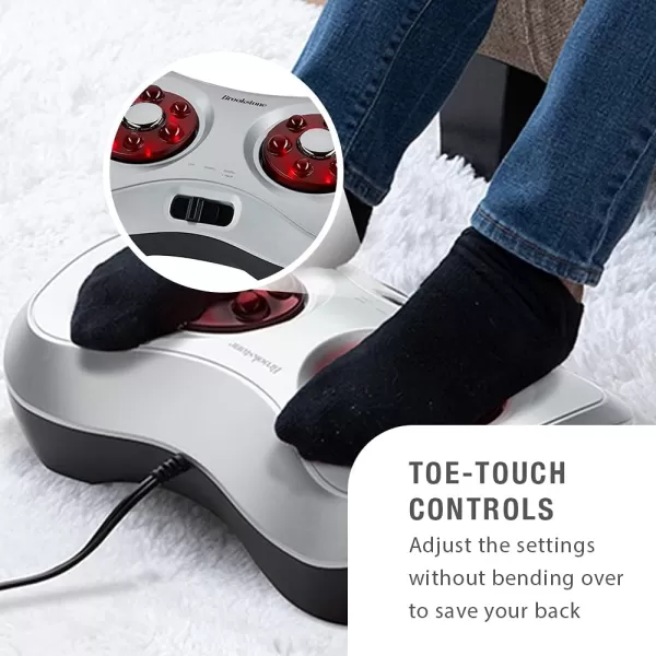 Brookstone Shiatsu Foot Massager with Heat Compact Design ToeTouch Controls Corded Power Supply Deep Kneading for Sore Muscles Multipoint Sensations Soothing Heat LightweightBrookstone Shiatsu Foot Massager with Heat Compact Design ToeTouch Controls Corded Power Supply Deep Kneading for Sore Muscles Multipoint Sensations Soothing Heat Lightweight