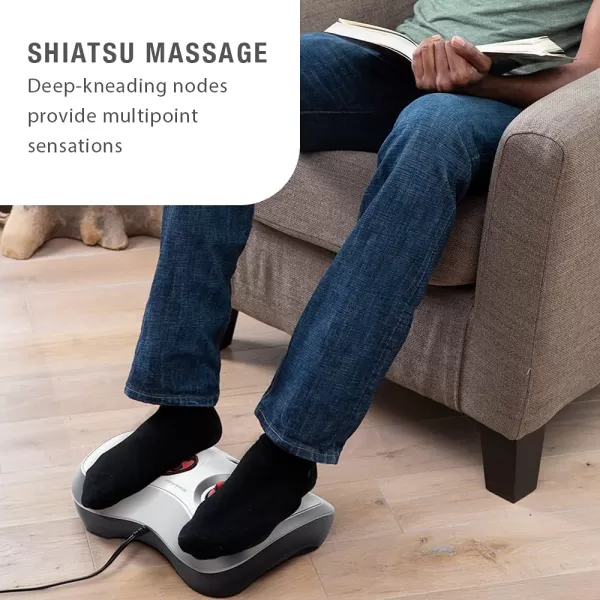 Brookstone Shiatsu Foot Massager with Heat Compact Design ToeTouch Controls Corded Power Supply Deep Kneading for Sore Muscles Multipoint Sensations Soothing Heat LightweightBrookstone Shiatsu Foot Massager with Heat Compact Design ToeTouch Controls Corded Power Supply Deep Kneading for Sore Muscles Multipoint Sensations Soothing Heat Lightweight
