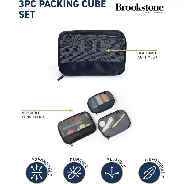 Brookstone Travel Packing Cube Set  3 Piece Compression Space Saving Luggage Organizer Travel Essentials Size One Size MultiMulti One Size