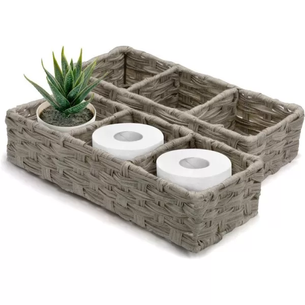 BROOKSTONE 2 PACK SET Wicker Storage Basket Boho Organization and Storage Container Decorative Shelf Bin Over the Toilet Paper Reserve Suitable for Any Home Dcor StyleBROOKSTONE 2 PACK SET Wicker Storage Basket Boho Organization and Storage Container Decorative Shelf Bin Over the Toilet Paper Reserve Suitable for Any Home Dcor Style