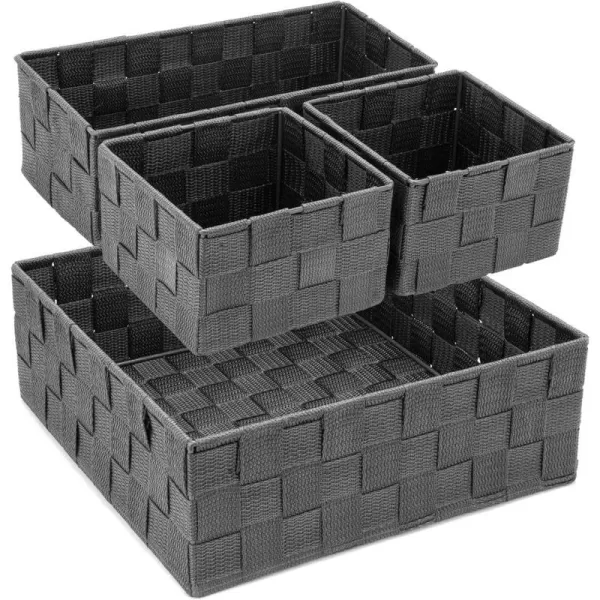 BROOKSTONE 4 PCs Woven Storage Basket Suitable for Any Dcor Style Perfectly Sized to Fit Shelfs and Closets Multipurpose Organization and Storage Bin Solution4 PCs Dark Gray