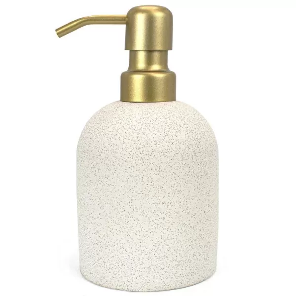 BROOKSTONE Ceramic Soap Dispenser with Metallic Top  Stylish and Modern Liquid Hand Soap Holder for Bathroom or Kitchen GoldGold