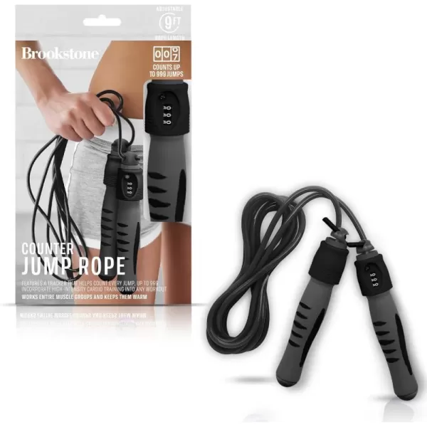 Brookstone Counter Jump Rope For Fitness Counts Up To 999 Jumps Adjustable 9 Ft Jumprope Length  Counting Jump Rope With Analog Counter  No Batteries RequiredMidnight Black