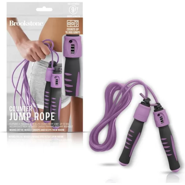 Brookstone Counter Jump Rope For Fitness Counts Up To 999 Jumps Adjustable 9 Ft Jumprope Length  Counting Jump Rope With Analog Counter  No Batteries RequiredLavender