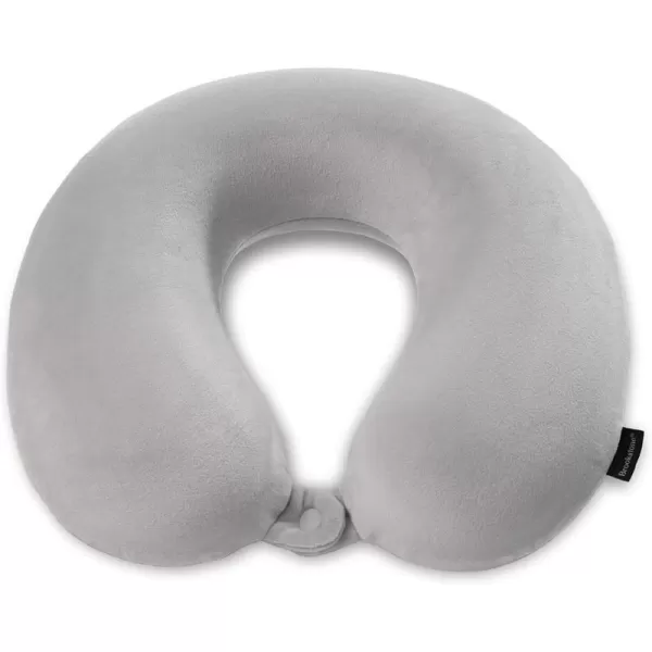 Brookstone Microbead Travel Head and Neck Pillow Lightweight and Plush with Phone or Headphone Pocket BlueGrey One Size