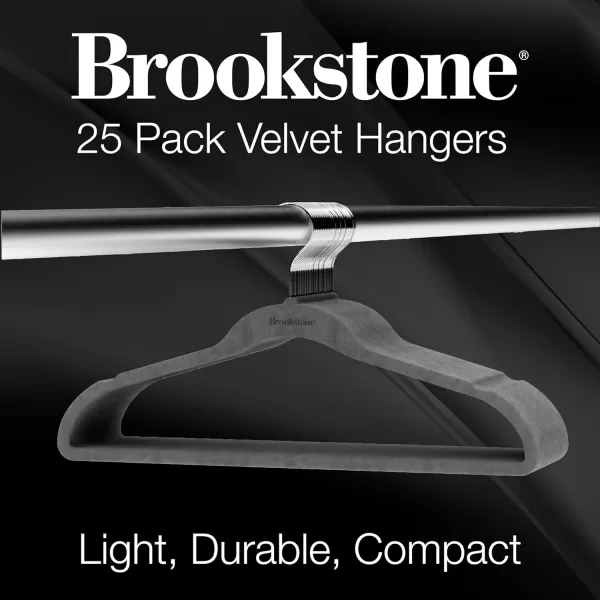 BROOKSTONE 25 Pack Velvet Hangers NonSlip 360 Swivel Hook Lightweight amp Slim Strong amp Durable Space Saving Design Heavy Duty Wont Stain FabricGray