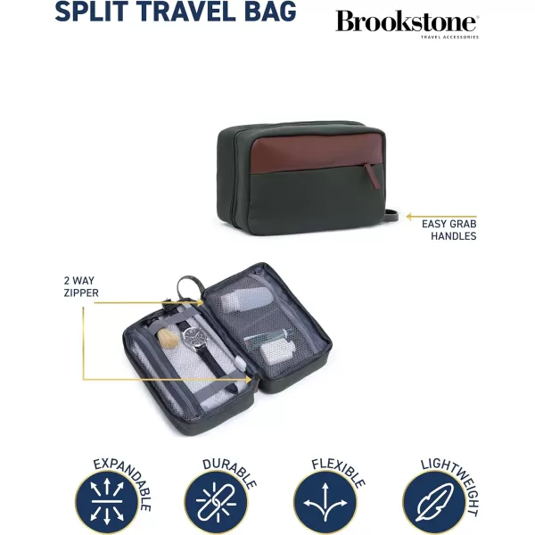 Brookstone Mens Travel Bag  Large Multi Functional Toiletries Pouch  Cosmetic Accessories Organizer Shaving Bag for Men OliveOlive