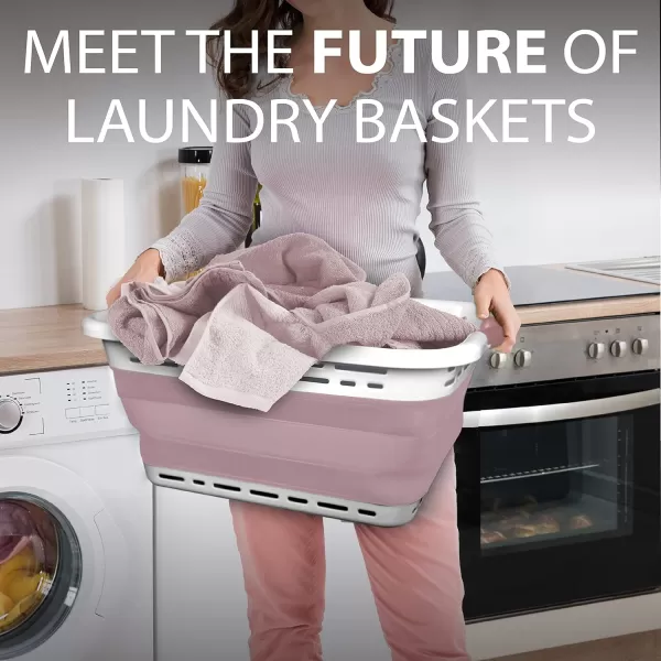 BROOKSTONE 1 UNIT 11 GALLONS  OUR LARGEST BASKET EVER 24 Collapsible Laundry Basket Comfort NonSlip Grip Handles Minimalist Space Saving Design Portable PopUp Hamper BPA FREE1 UNIT Blush