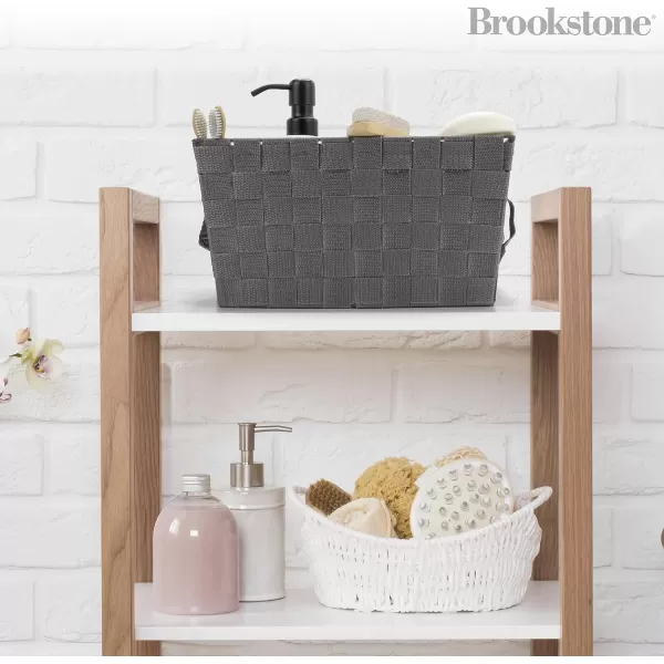 BROOKSTONE 2 PACK SET Wicker Storage Basket Boho Organization and Storage Container Decorative Shelf Bin Over the Toilet Paper Reserve Suitable for Any Home Dcor StyleLight Gray