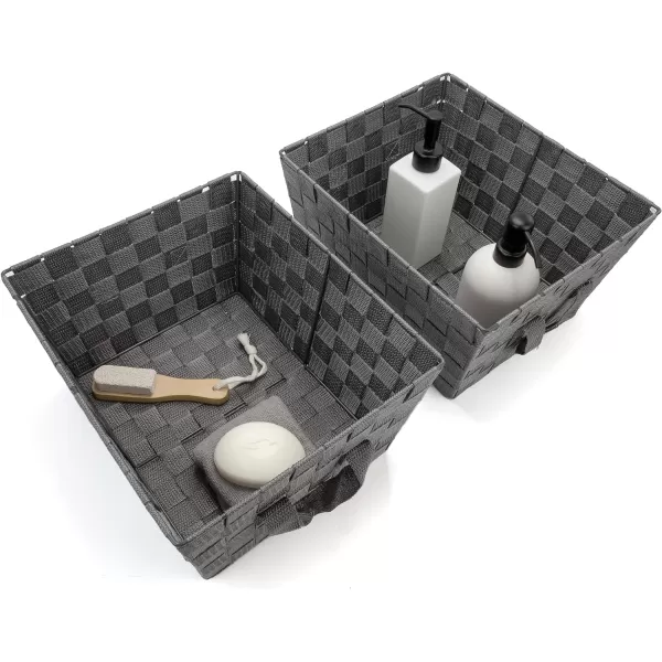 BROOKSTONE 2 PACK SET Wicker Storage Basket Boho Organization and Storage Container Decorative Shelf Bin Over the Toilet Paper Reserve Suitable for Any Home Dcor StyleLight Gray