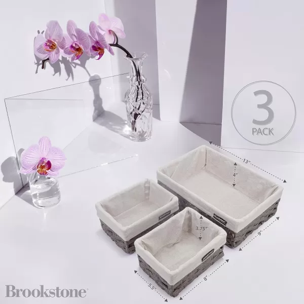 BROOKSTONE 2 PACK SET Wicker Storage Basket Boho Organization and Storage Container Decorative Shelf Bin Over the Toilet Paper Reserve Suitable for Any Home Dcor StyleSlate Gray