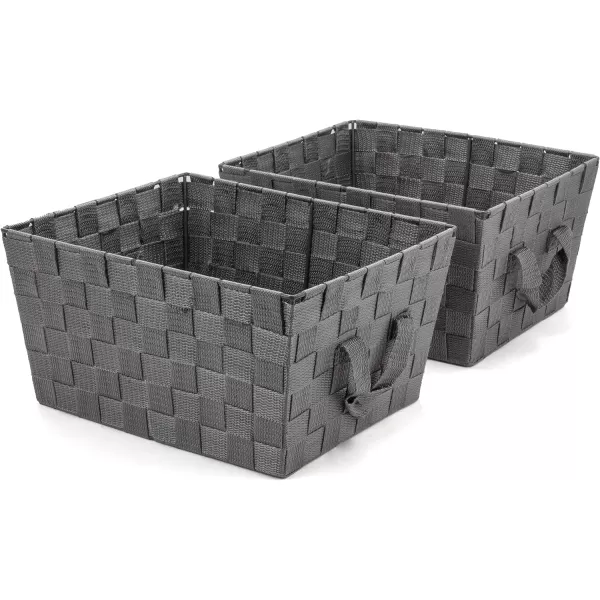 BROOKSTONE 2 PACK SET Wicker Storage Basket Boho Organization and Storage Container Decorative Shelf Bin Over the Toilet Paper Reserve Suitable for Any Home Dcor StyleLight Gray