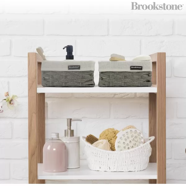 BROOKSTONE 2 PACK SET Wicker Storage Basket Boho Organization and Storage Container Decorative Shelf Bin Over the Toilet Paper Reserve Suitable for Any Home Dcor StyleSlate Gray