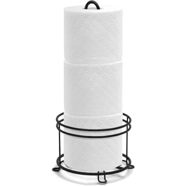 BROOKSTONE Toilet Paper Holder Freestanding Bathroom Tissue Organizer Minimalistic Storage Solution Modern Trending Design Holds Large Rolls BronzeBlack