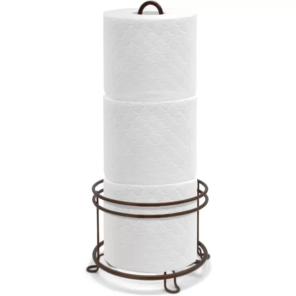 BROOKSTONE Toilet Paper Holder Freestanding Bathroom Tissue Organizer Minimalistic Storage Solution Modern Trending Design Holds Large Rolls BronzeBronze