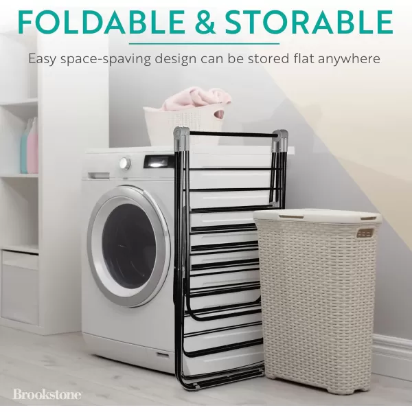 Brookstone  Extra Large  Double Spaced  2 Tier Collapsible Clothes Drying Rack IndoorOutdoor Folding Hanging Garment Stand NO Assembly  Ready Out of The BoxBlack