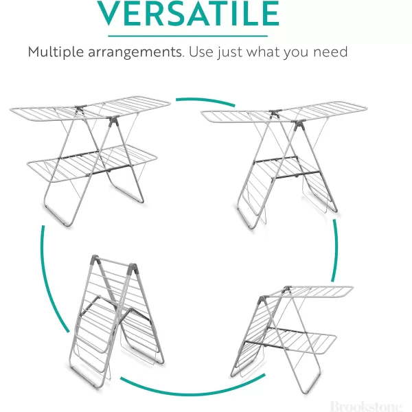 Brookstone  Extra Large  Double Spaced  2 Tier Collapsible Clothes Drying Rack IndoorOutdoor Folding Hanging Garment Stand NO Assembly  Ready Out of The BoxWhite