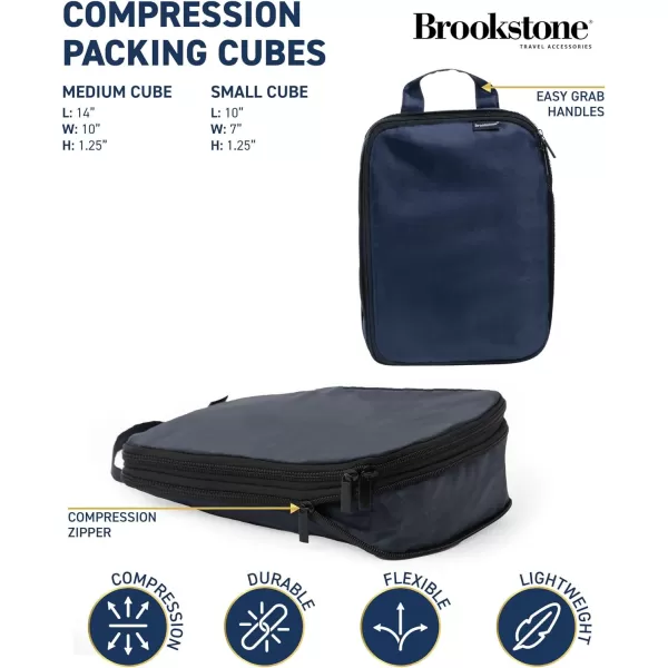 Brookstone 2 Piece Compression Packing Cube Set  Tear Resistant Multi Functional Apparel and Accessory Space Saving Storage Organizer BlueBlue