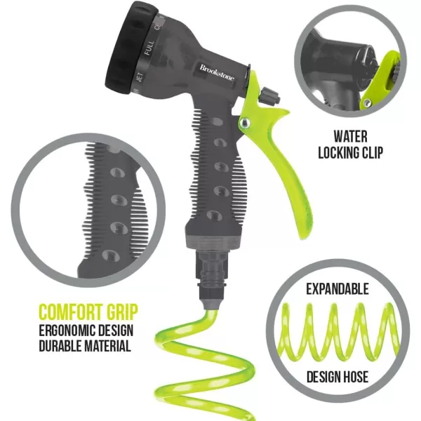 Brookstone 25 Coil Hose with Multiple Function Nozzle for Gardening Watering Lawns amp Washing Cars Comfort Grip Multiple Function Settings Adjustable Tip 25Brookstone 25 Coil Hose with Multiple Function Nozzle for Gardening Watering Lawns amp Washing Cars Comfort Grip Multiple Function Settings Adjustable Tip 25