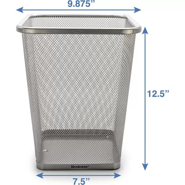 Brookstone 3 Pack Metallic Mesh Wastebasket for Office amp Home Open Top Under Desk Trash Can Lightweight amp Sturdy Recycling BinSilver