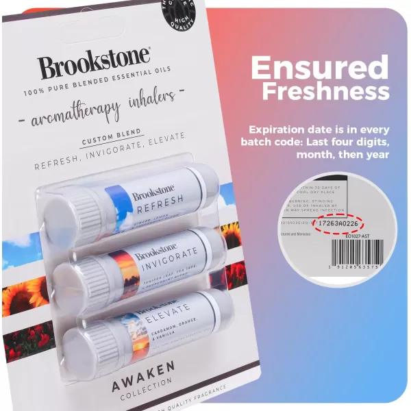 Brookstone Aromatherapy Inhaler  Essential Oil Inhaler for Stress Relief Stuffy Nose Relief and General Aromatherapy Benefits  Awaken 3 PackAwaken