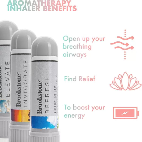 Brookstone Aromatherapy Inhaler  Essential Oil Inhaler for Stress Relief Stuffy Nose Relief and General Aromatherapy Benefits  Awaken 3 PackAwaken