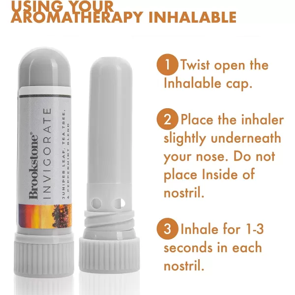 Brookstone Aromatherapy Inhaler  Essential Oil Inhaler for Stress Relief Stuffy Nose Relief and General Aromatherapy Benefits  Awaken 3 PackInvigorate